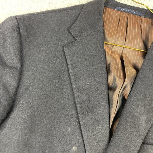 Pal Zileri Italy Made Blazer Men 54R Black Wool / Cashmere Elbow patch Read* - Picture 11 of 16